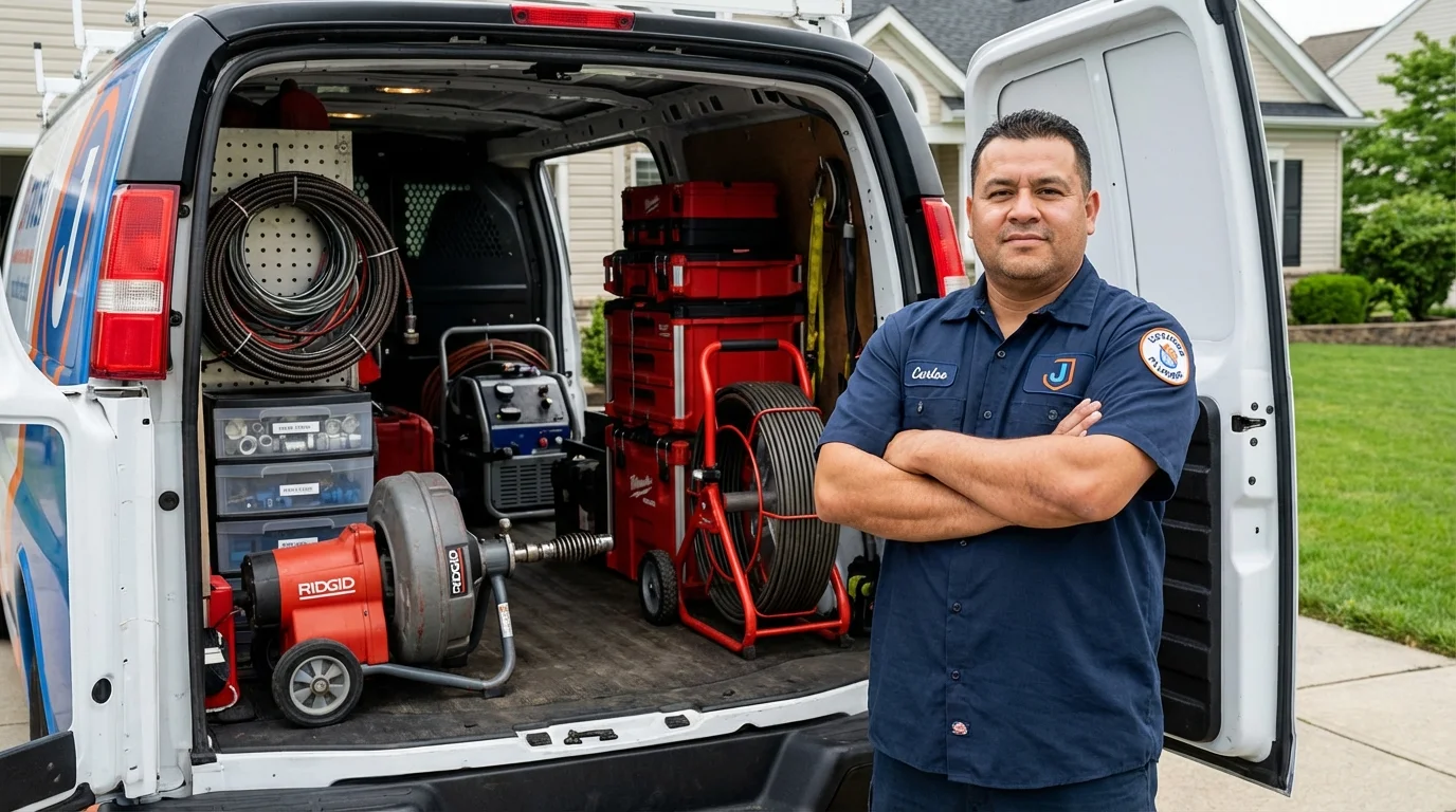 Professional drain cleaning equipment and Johns Plumbing LLC plumber in Junction