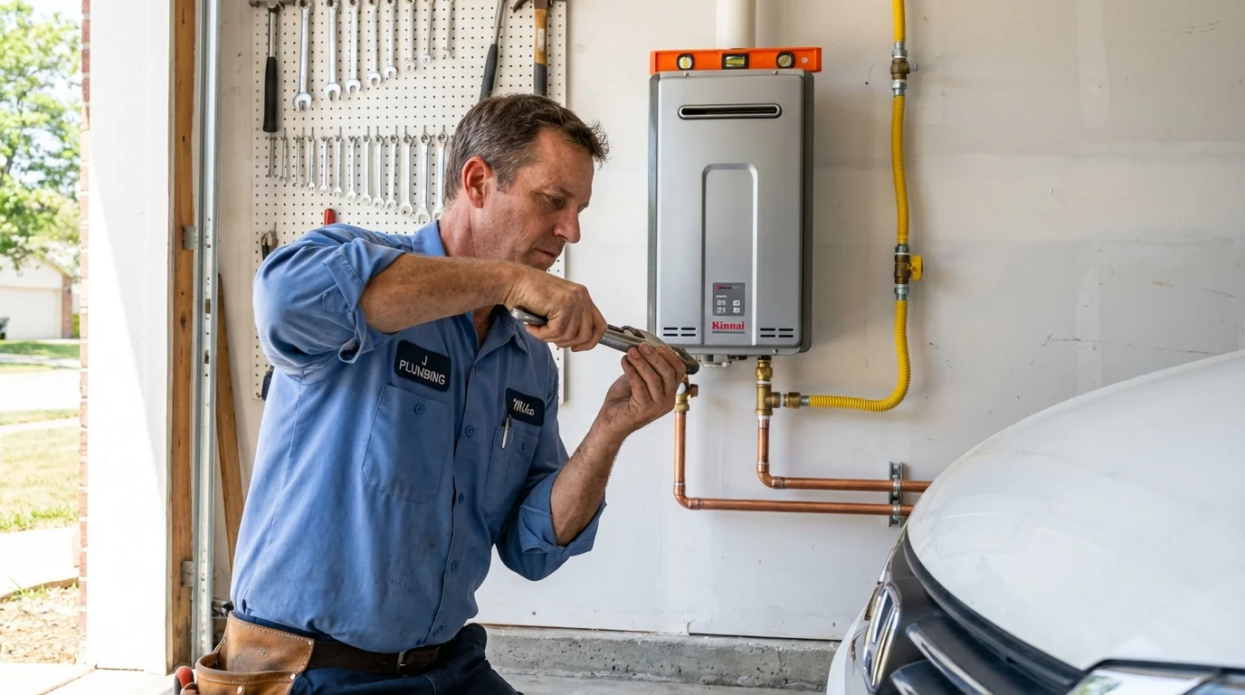 Tankless water heater installation by a Johns Plumbing LLC plumber in Junction
